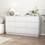 Commode 9 tiroirs pour chambre à coucher avec grands tiroirs, commode en bois, grande commode de plancher, long meuble télé moderne, table d'appoint avec rangement Mid-Century, blanc-132062957