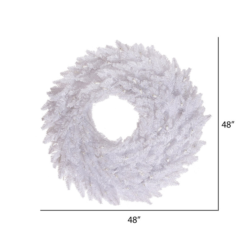 Couronne de Noël artificielle en PVC, H 48 po x l 48 po x P 5 po, Blanc