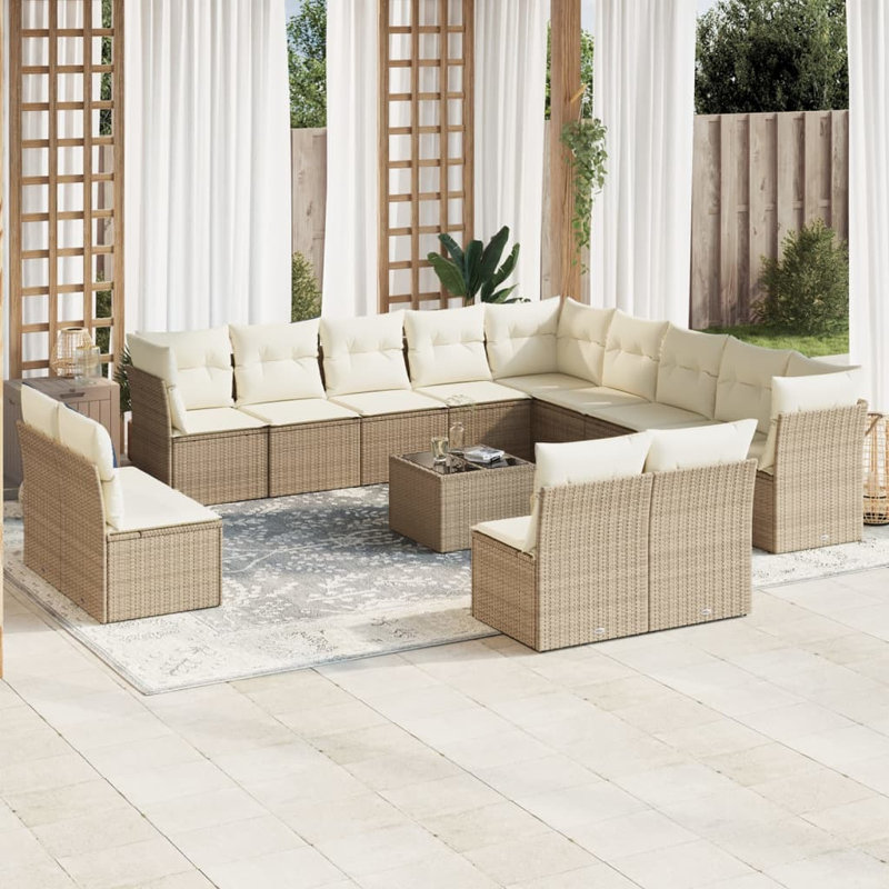  Ensemble de canapé de jardin beige, blanc crème