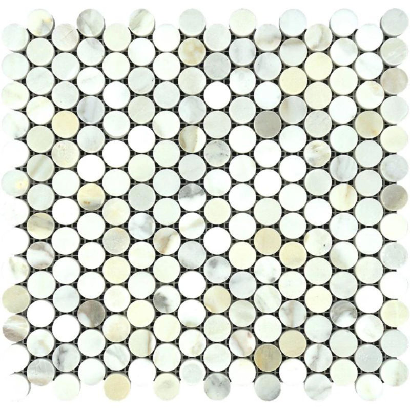 Carreau de mosaïque rond 0,75 "x 0,75", Or Calacatta adouci