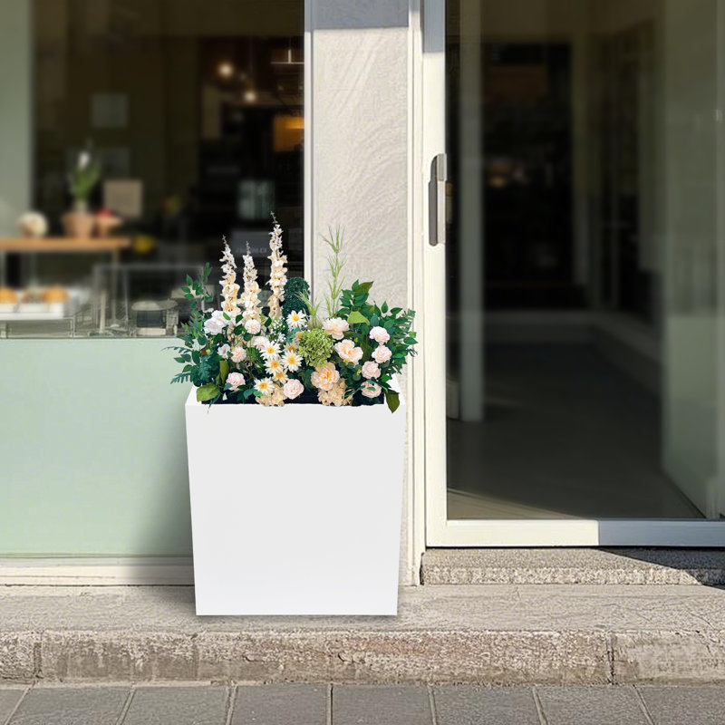 Boîte à fleurs en métal, Blanc, H 20 po x l 18 po x P 18 po