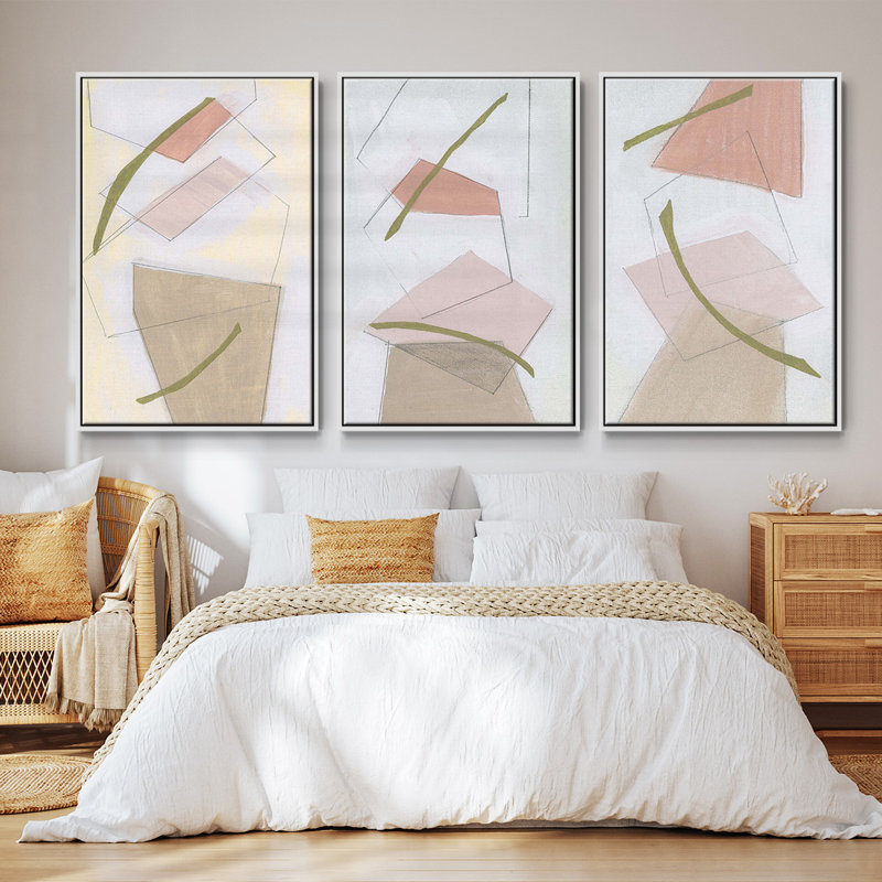Nude Gold Shapes I 3 pièces, Blanc, H 27 po x l 54 po