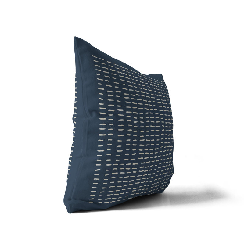 Edina Abstract Outdoor Reversible Throw Pillow, Denim, 19" x 19", Square