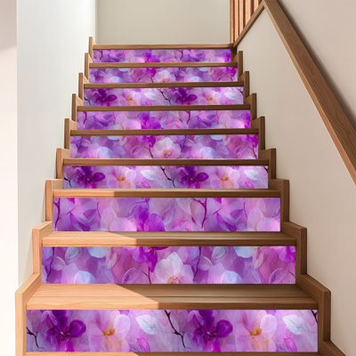 Papier peint auto-adhésif à motif d'aquarelle orchidée florale transparente auto-adhésive et amovible 17,7 po x 118 po (45 x 300 cm)