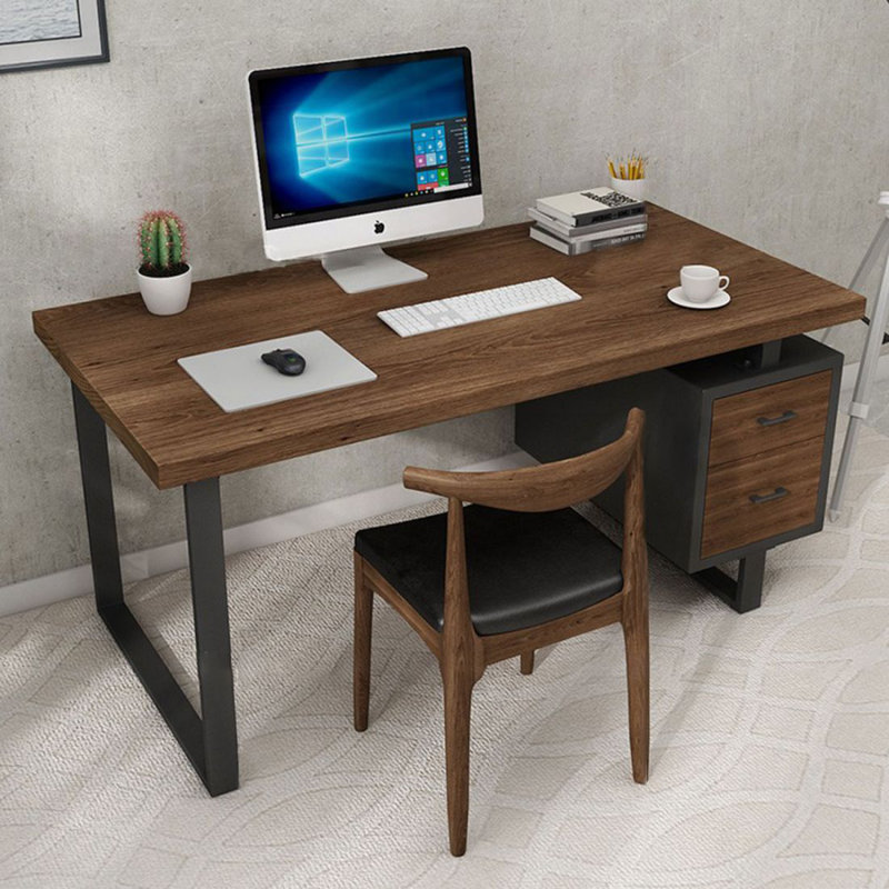 Bureau de direction rectangulaire en bois massif noyer avec tiroirs, H 29,53 po x l 70,87 po x P 27,56 po
