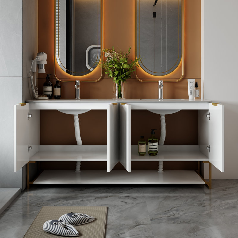 Meuble-lavabo double 59,84 po avec plateau en céramique Losoto