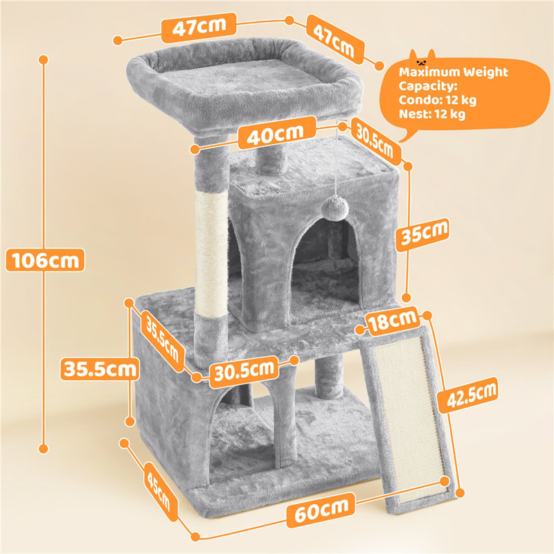 Arion 106cm H Cat Tree, Light Grey