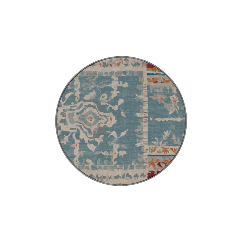Tapis gris lavable à la machine, Rond 6 pi