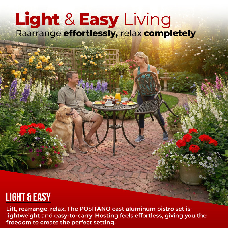 Musgrave 2 - Person Patio Dining Set with Round Table, Black