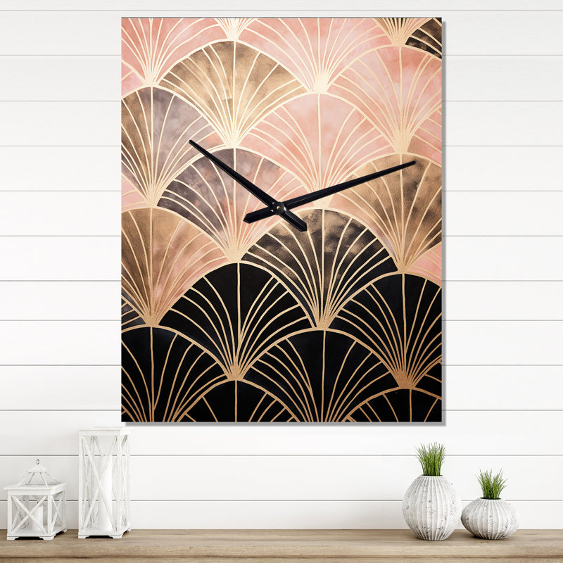 Horloge murale Rose Gold Radiance - formes abstraites surdimensionnée, Médium