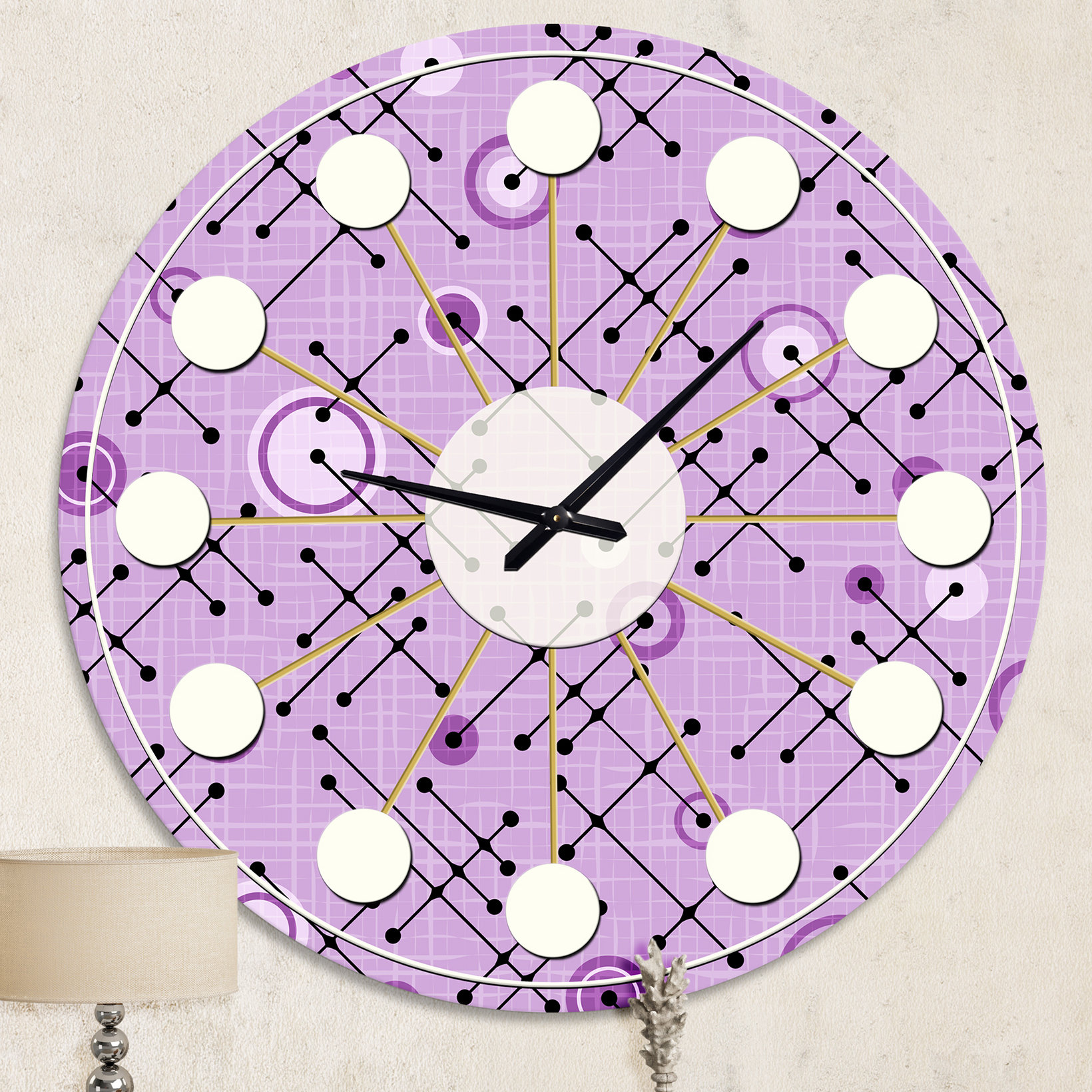 Pattern Retro Clock East Urban Home 1950 Retro Pattern III - Mid-Century Modern wall clock ...