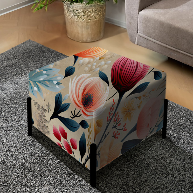 Eriann - Repose-pieds carré floral
