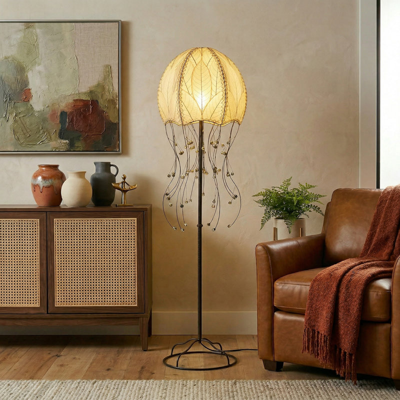 Lampe sur pied 64 po Dobbin Jellyfish, Naturel