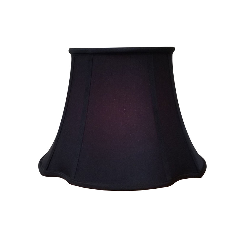 Abat-jour ovale inversé en soie / cloche de shantung (araignée), H 11,75 po x l 17 po x P 17 po, Noir / Blanc cassé