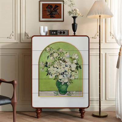 French retro oil painting chest of drawers