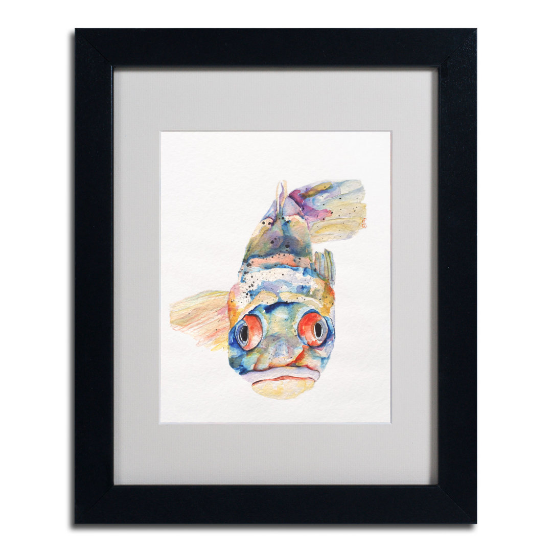 "Blue Fish" by Pat Saunders-White Matted Framed Painting Print Trademark Fine Art 