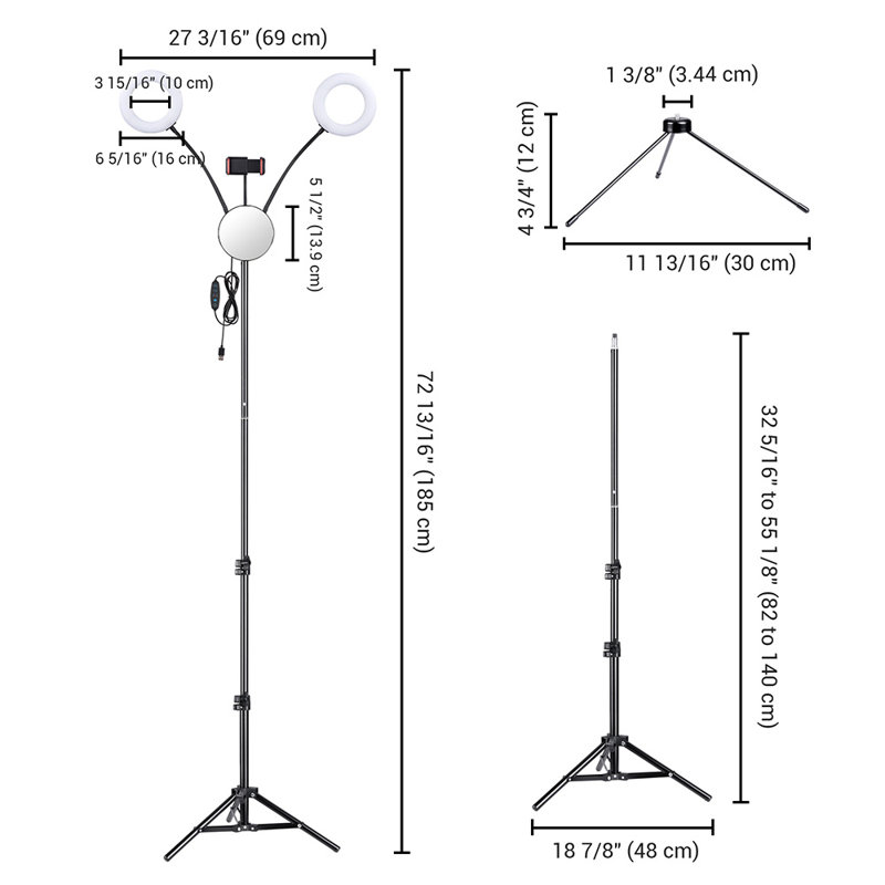 Ensemble de lampe trépied 72,81 "noir