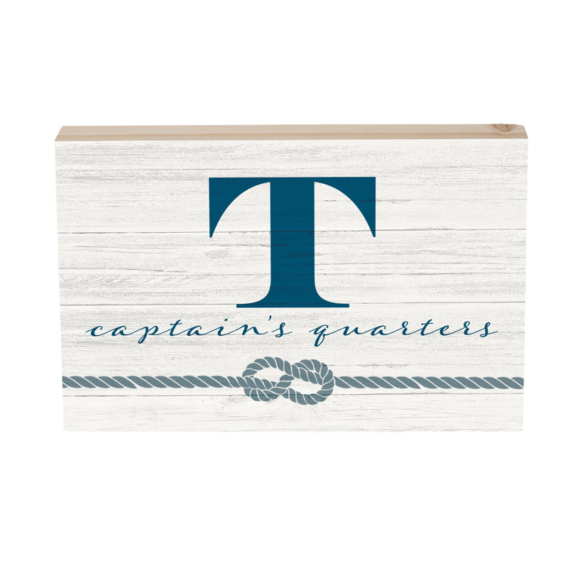 Coastal Wooden Plock Monogram Captain 12x8" T
