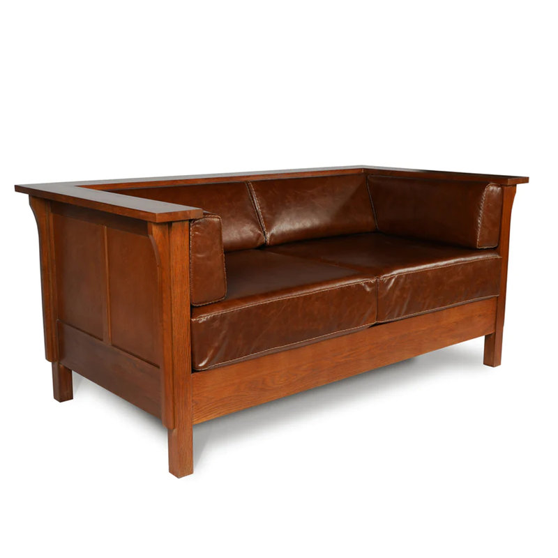 Dusa 65'' Leather Loveseat, Dark Brown Genuine Leather