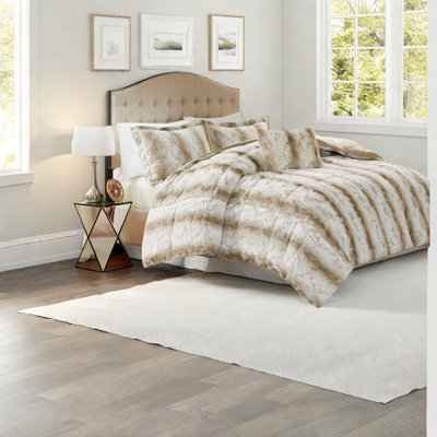 Luxurious King Bedding Sets, Faux Fur Polyester Modern Home Comfort