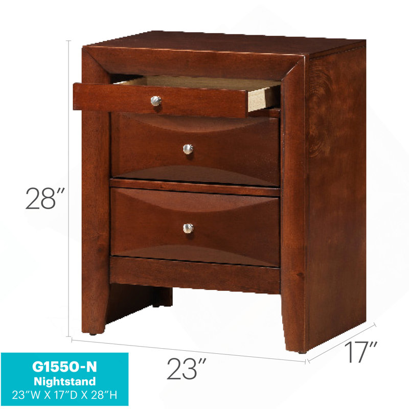 Table de chevet élégante avec rangement en cerisier, Cerisier
