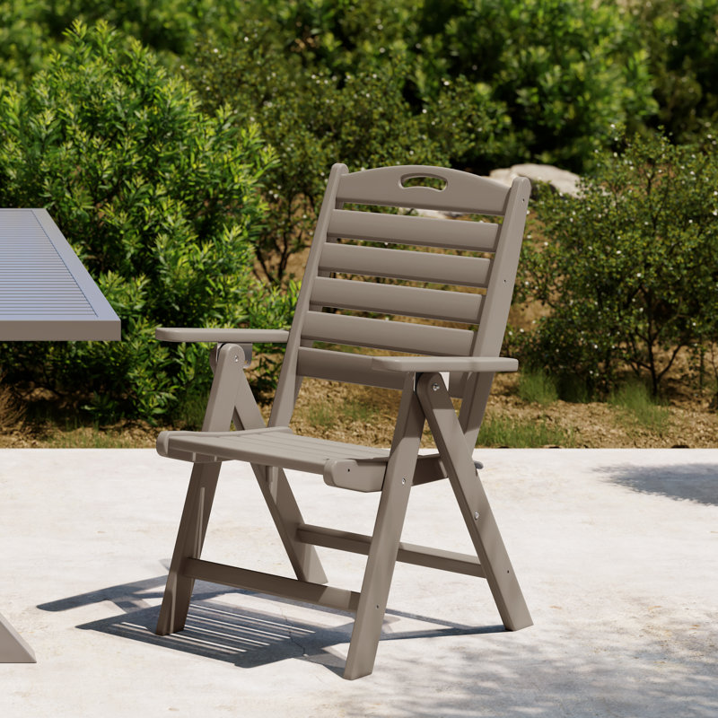 Laguna Patio Folding Highback Dining Chair, White Washed