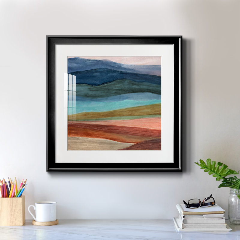 Desert Desert Layers - Peinture encadrée, H 17,5 po x l 17,5 po x P 1,5 po, Toile avec cadre noir