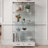 Modern Glass Display Cabinet With LED Lights, 2 Large Drawers, And 4 Shelves For Elegant Storage And Display-1357760900