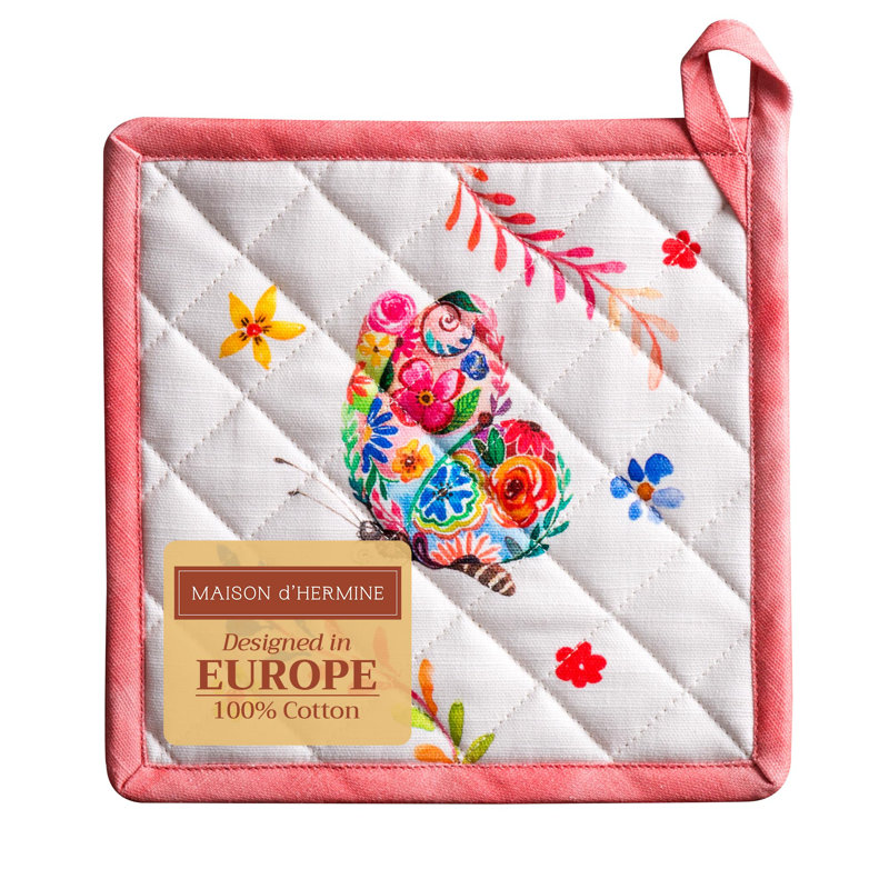 Maison d'Hermine Happy Florals - Manique d'été 100 % coton, taille unique - 20 x 20 cm