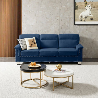 Canapé 82 po à 3 places en tissu bleu neige moderne 82 po - Élégant et confortable pour le salon, la chambre à coucher et le bureau