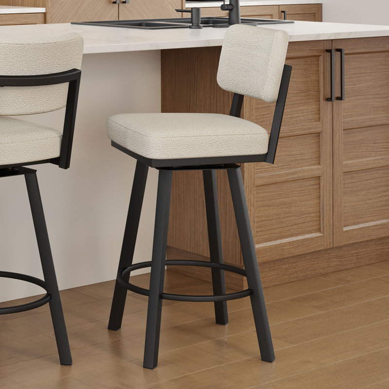 Amoriah Swivel Counter & Bar Stool, Black, Counter Stool (26.75" Seat Height), Cream