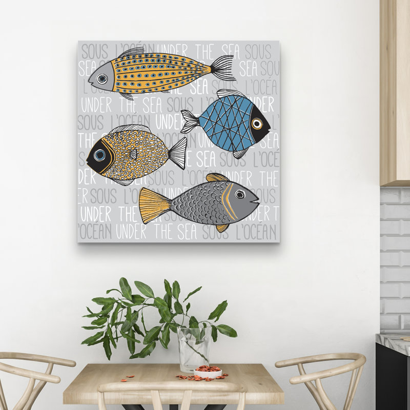 Fishes' illustration - 32"x32" art on canvas