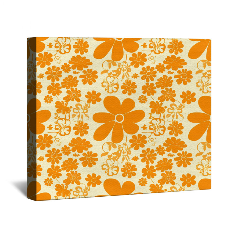Toile de galerie à motif floral orange en plusieurs tailles, 16 x 16 inches