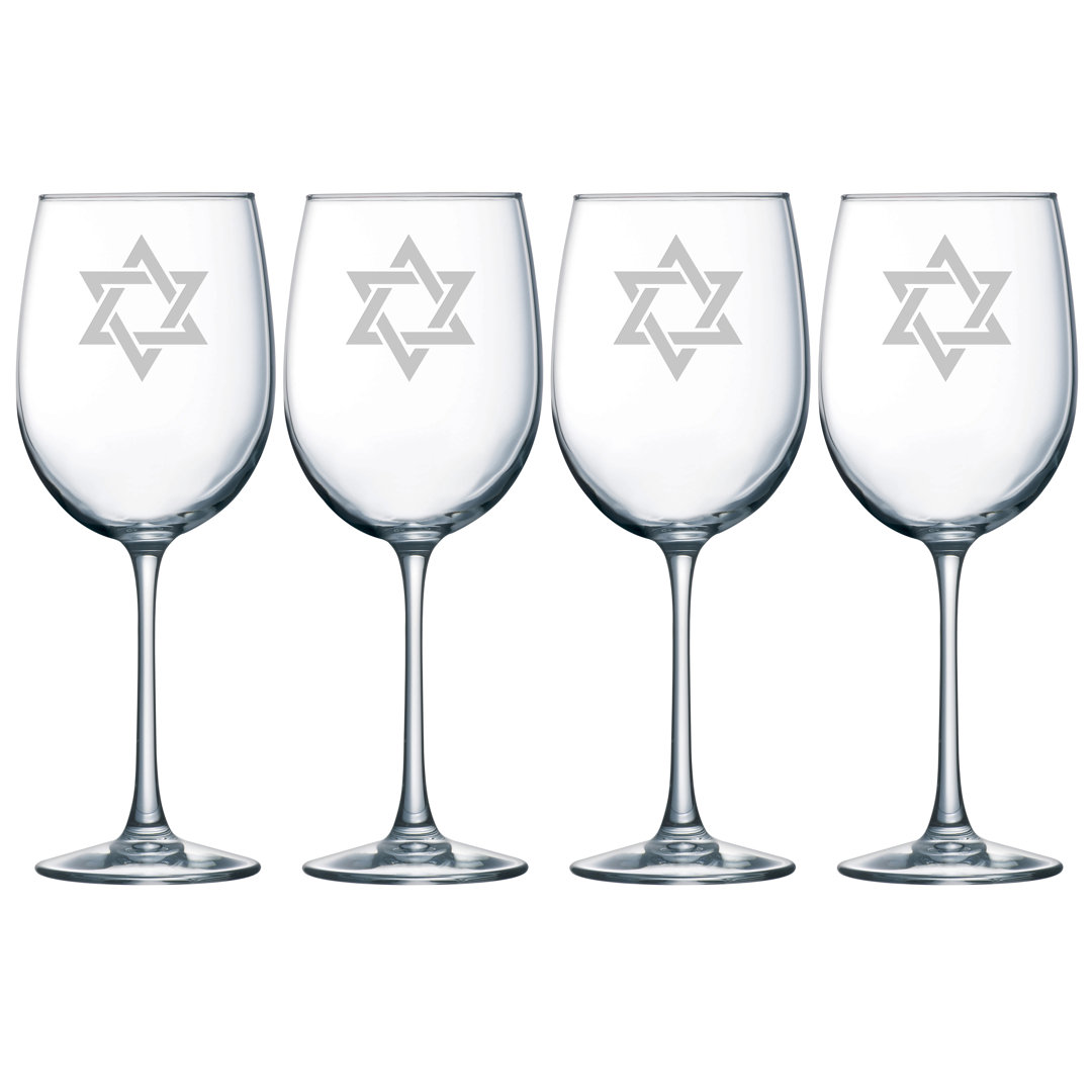 Star Of David 19oz. Wine Glass Set (Set of 4) Susquehanna Glass