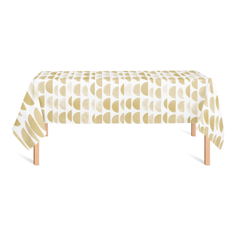 Abstract Half Circles Green 3 Tablecloth, Yellow