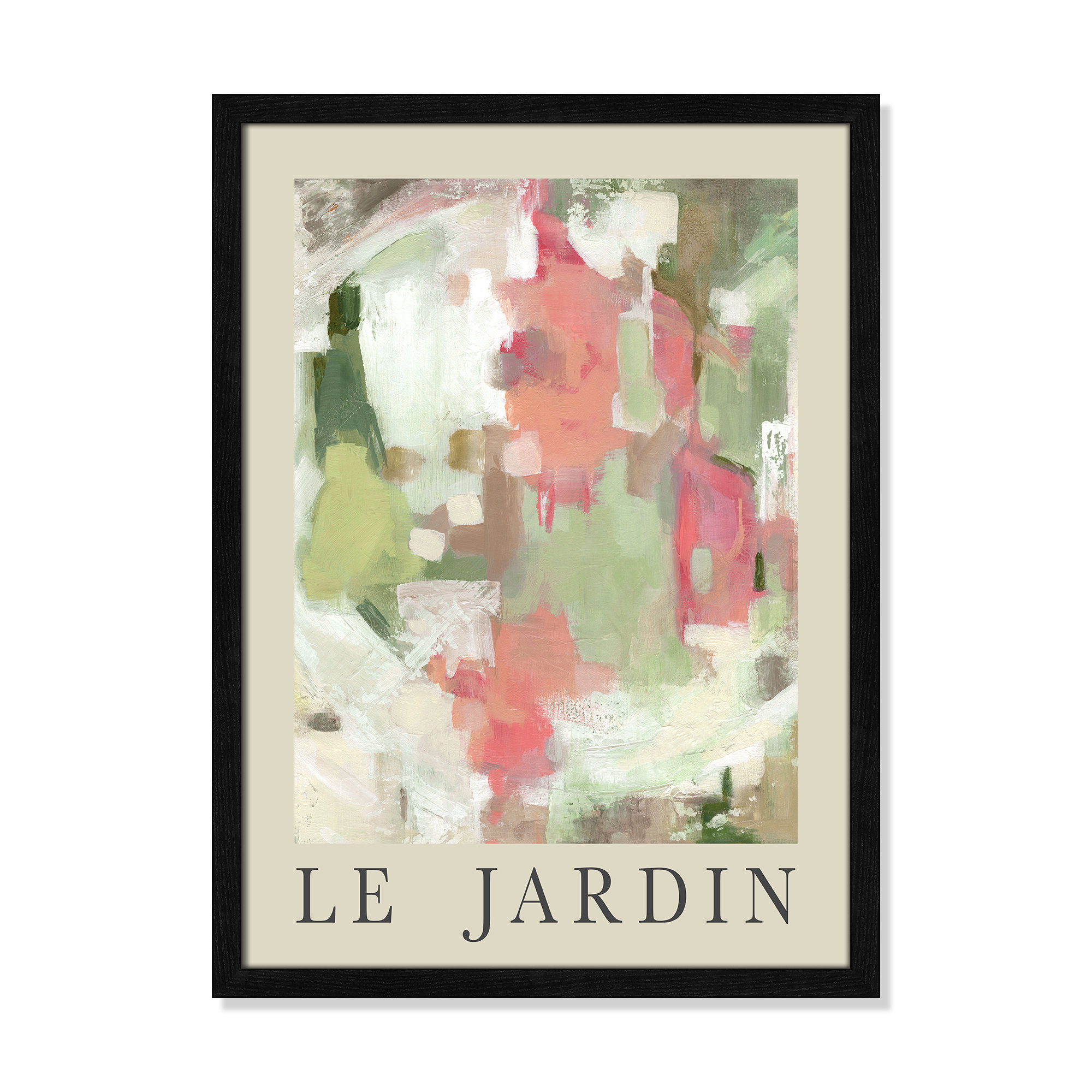 Botanical Poster Collection " Le Jardin " by Carol Robinson, Black Single Picture Frame, 23" H x 17" W x 0.75" D, No