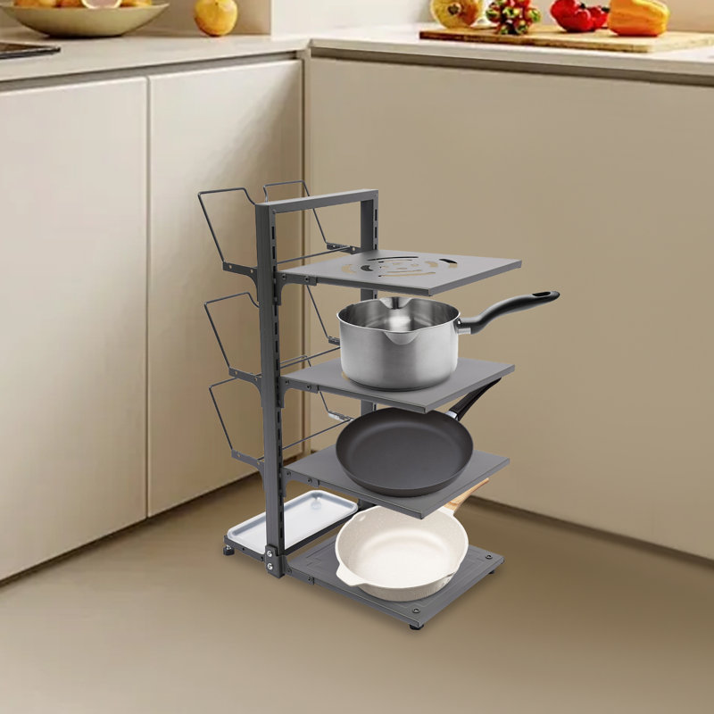 Rangement de casseroles et comptoirs 4 niveaux, Gris