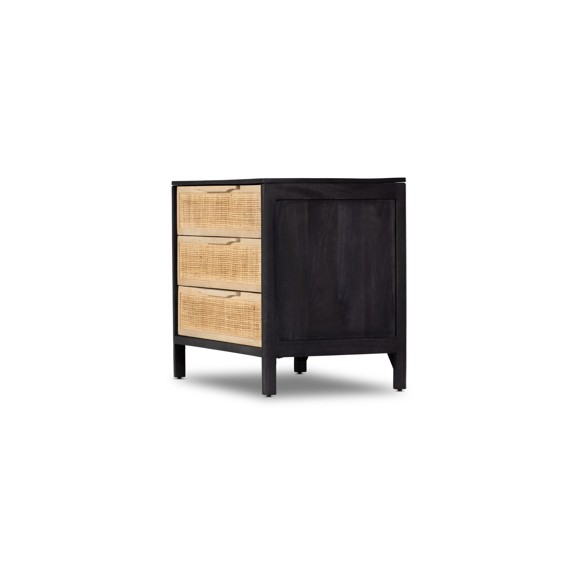 Nellie 3 - Drawer Cane Chest, Black/Natural