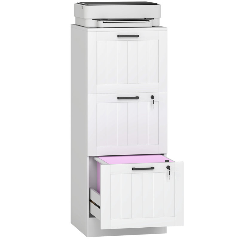 40cm Wide 3 -Drawer File Cabinet, White