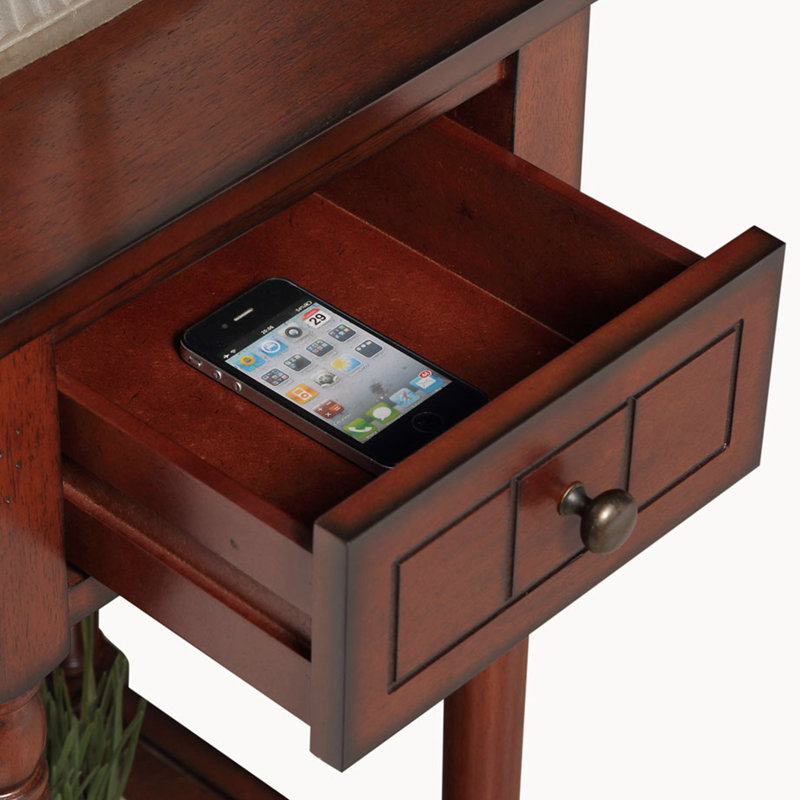 Mayall End Table With Drawer and Solid Wood Legs, Mahogany