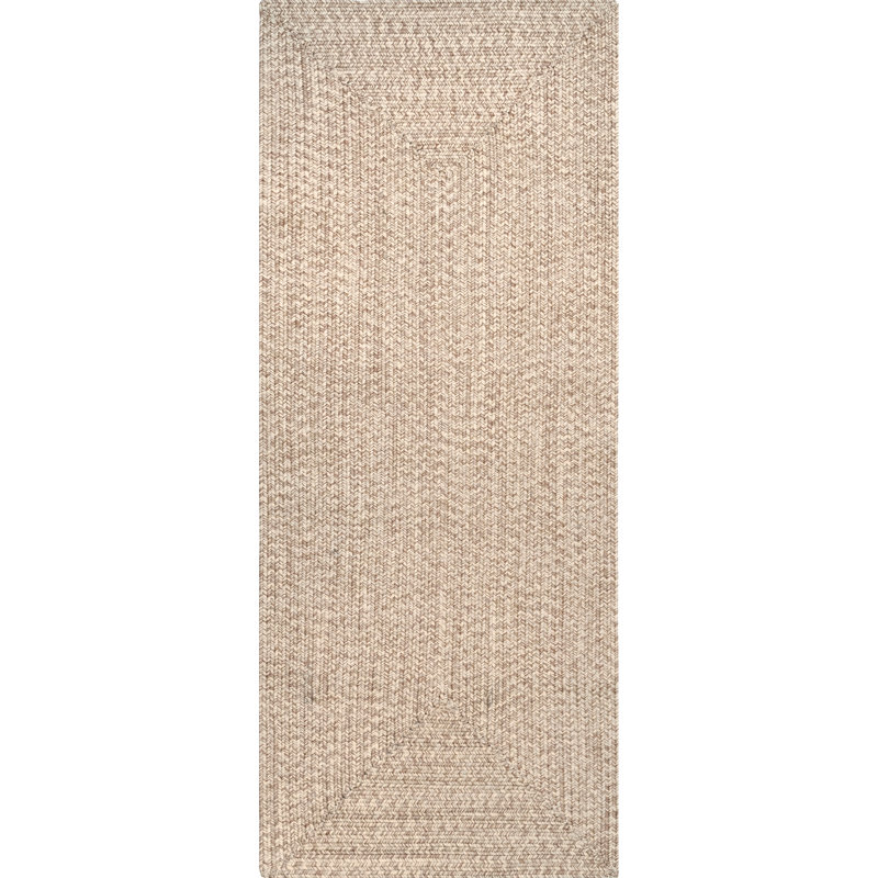 Owensby Braided Tan Indoor/Outdoor Rug, Runner 2'6" x 14'