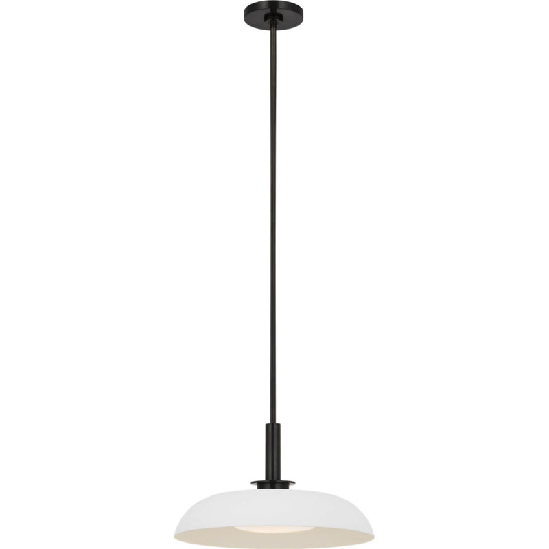 Cyrus 16" Pendant with White Glass, Bronze
