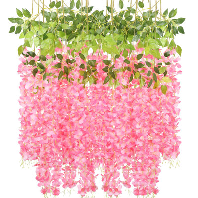 Paquet de 12 fleurs de glycine suspendues en vrac de 3,6 pi de glycine artificielle vigne Ratta guirlande suspendue fleurs en soie chaîne mariage fête