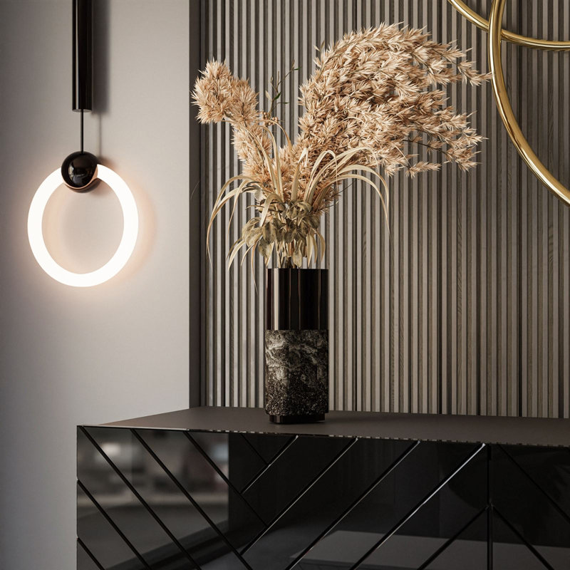 Sideboard SANTILE on golden legs, high gloss, Black