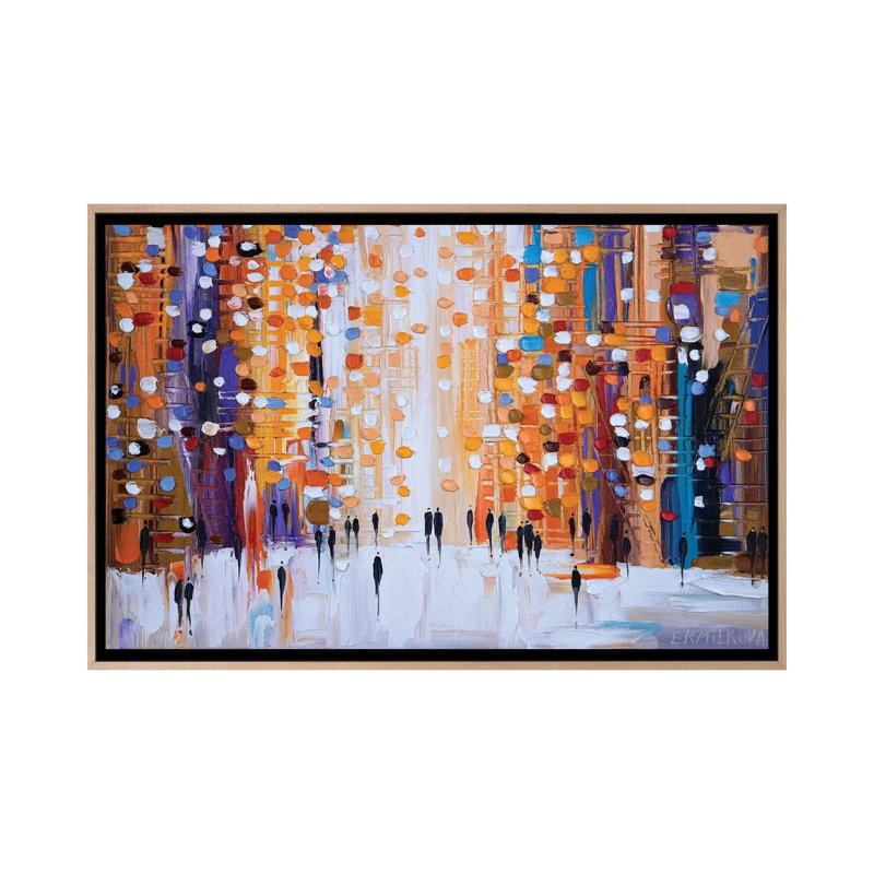 Sunset Walk by Ekaterina Ermilkina - Print on Canvas, 66.04cm H x 101.6cm W x 3.81cm D, Oak Floater Framed