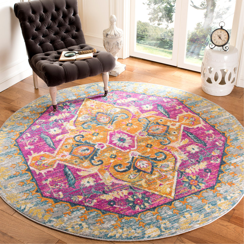 Tapis oriental gris clair Felty, Rond 6 pi 7 po