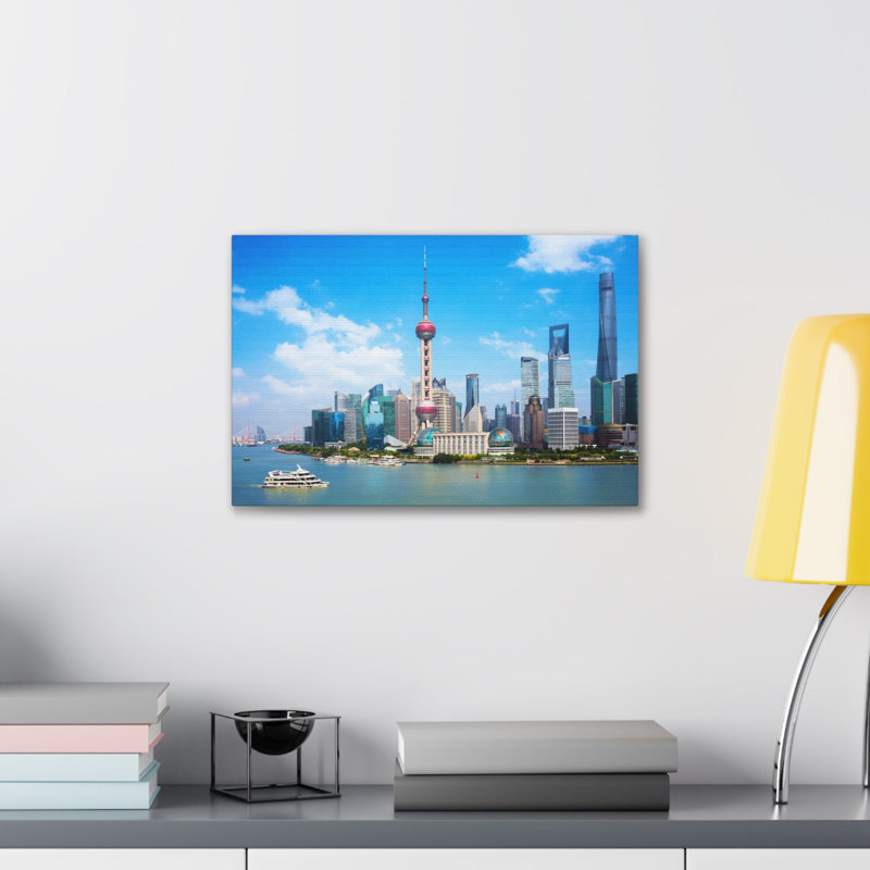 Œuvre d'art moderne à couper le souffle, paysage urbain, H 16 po x l 20 po