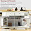 Îlot de cuisine moderne de 48 po avec rallonge et prise de courant, îlot de cuisine mobile avec armoires de rangement et 2 tiroirs, chariot de cuisine en bois pour la cuisine, la salle à manger, blanc (sans tabourets de bar)-964580689