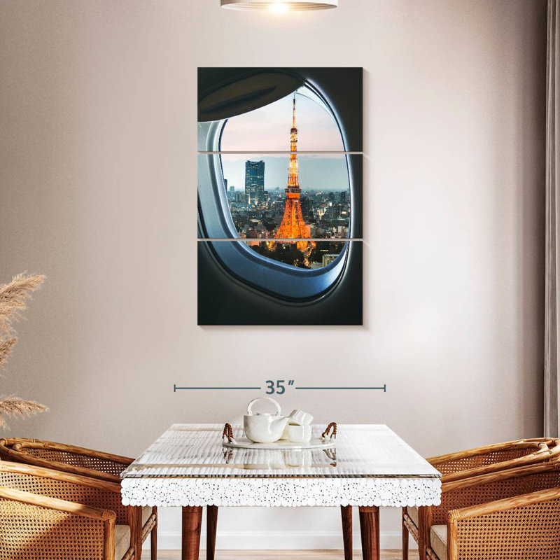 Nicci Tokyo Tower Plane Window View, 50" H x 32" W