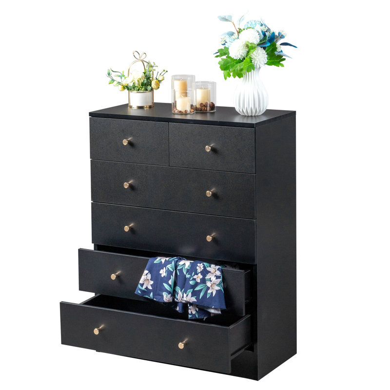 Armoire de rangement à 6 tiroirs Imogen, Noir, noir, noir, noir